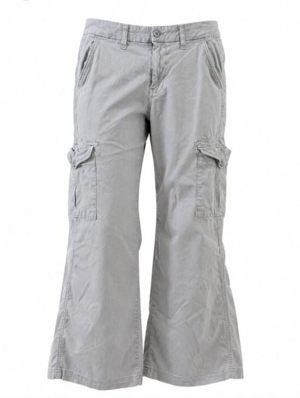American Eagle Outfitters Light Gray Wide-Leg Cargo Trousers